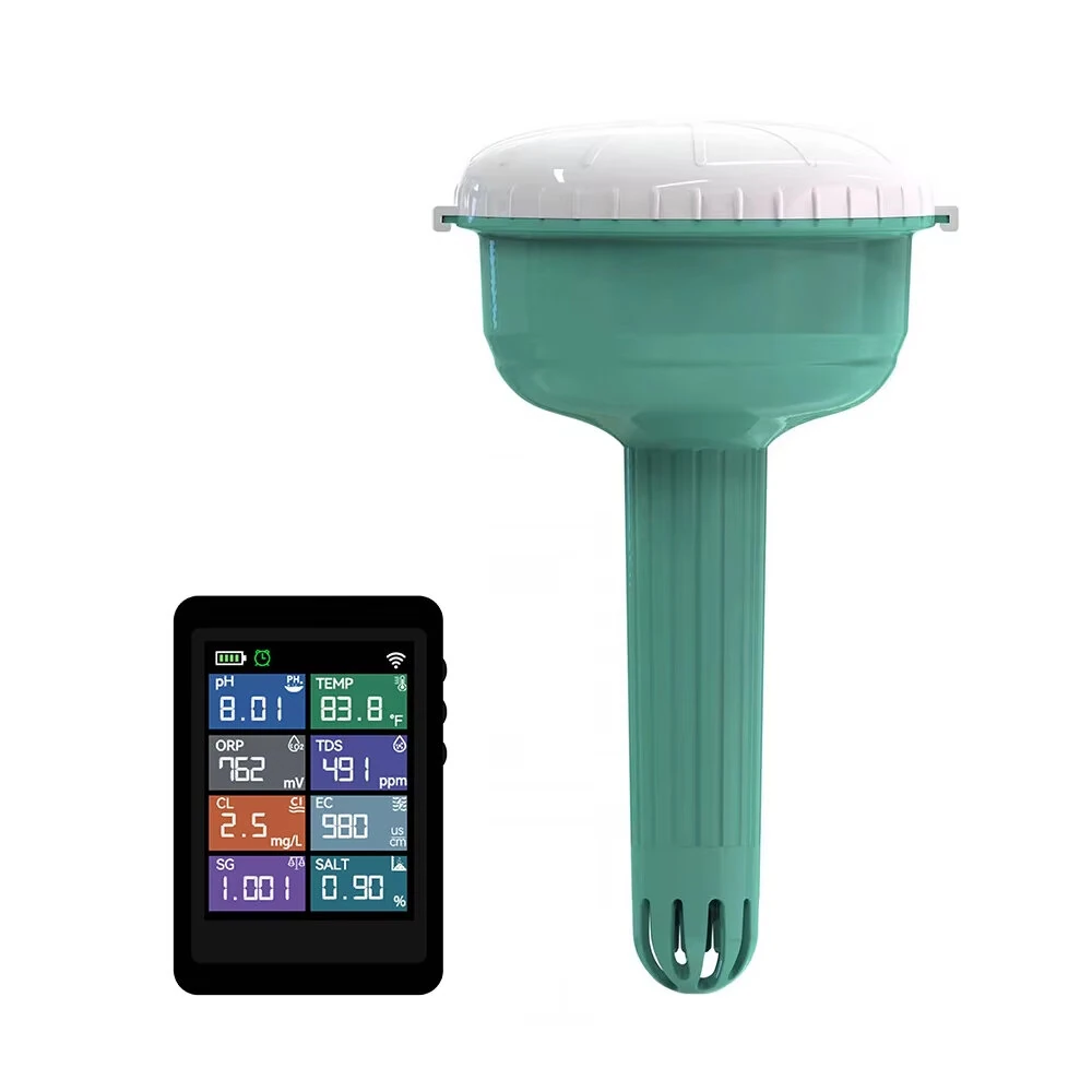 8-in-1 Smart WIFI Floating Pool Water Tester Digital PH Chlorine TDS Salinity ORP EC Temp Meter with Tuya App Monitor — image 1