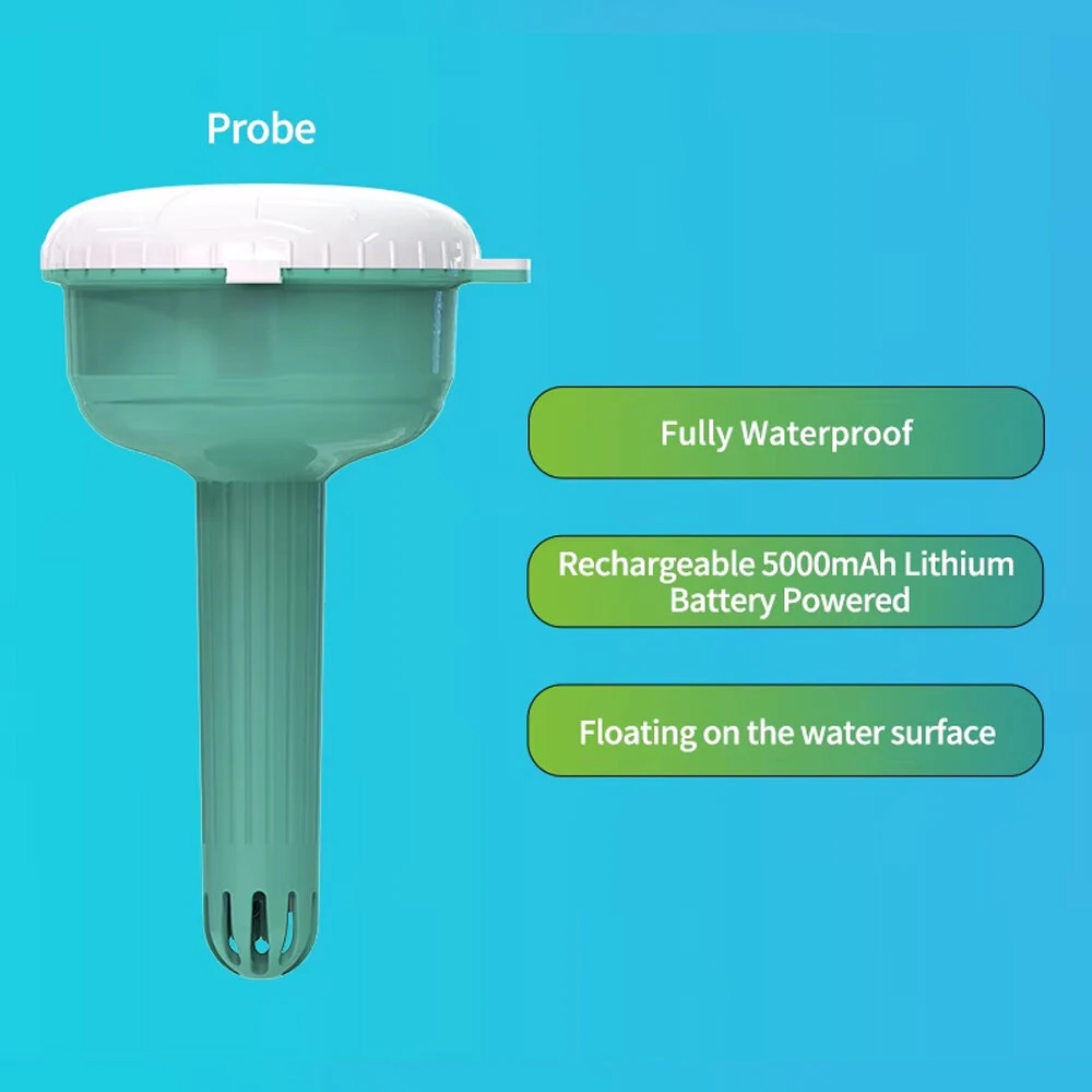 8-in-1 Smart WIFI Floating Pool Water Tester Digital PH Chlorine TDS Salinity ORP EC Temp Meter with Tuya App Monitor — view 5