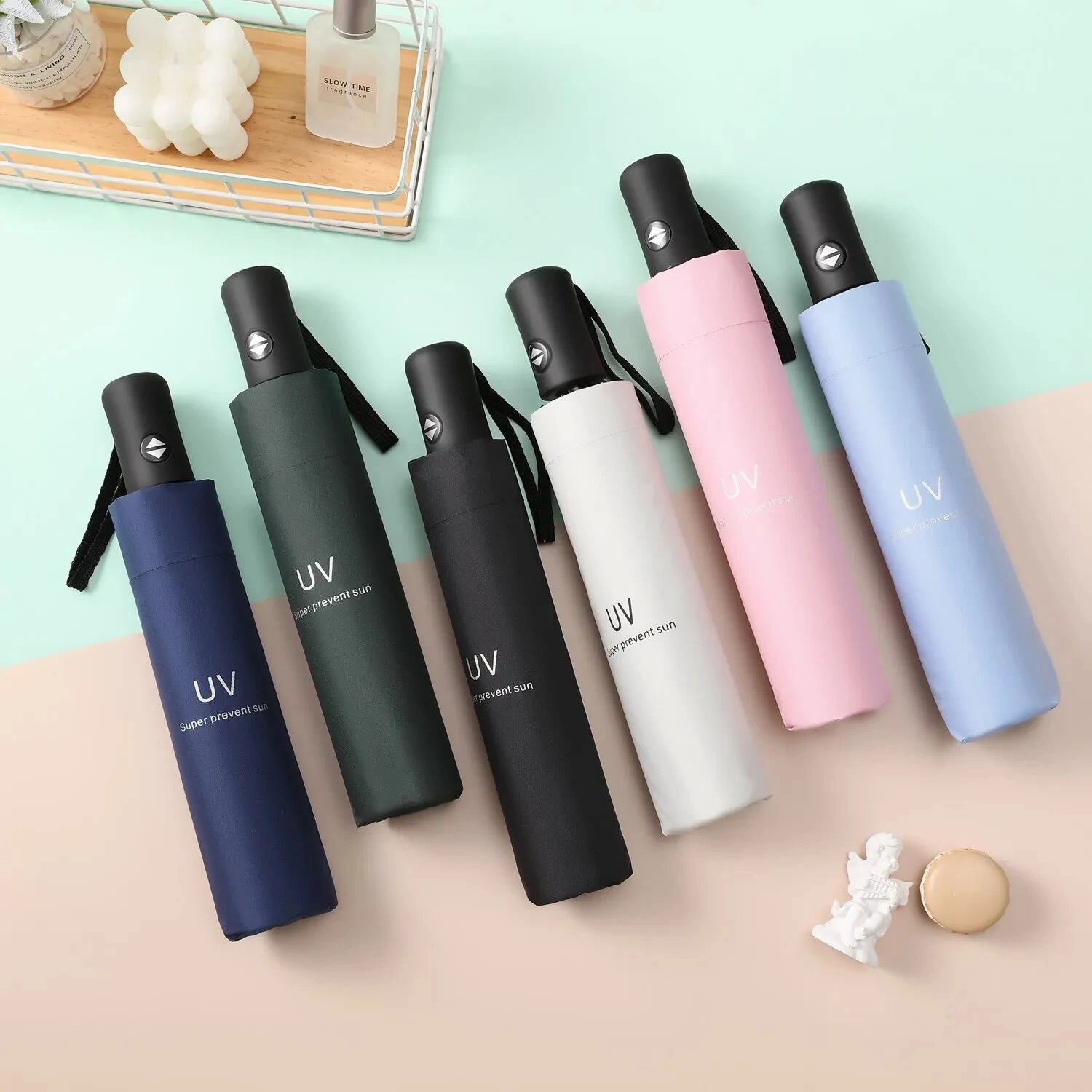 8-Rib Travel Umbrella Windproof Automatic Open and Close Multicolor Portable Rain Sun Protection for All Weather Conditions — view 2