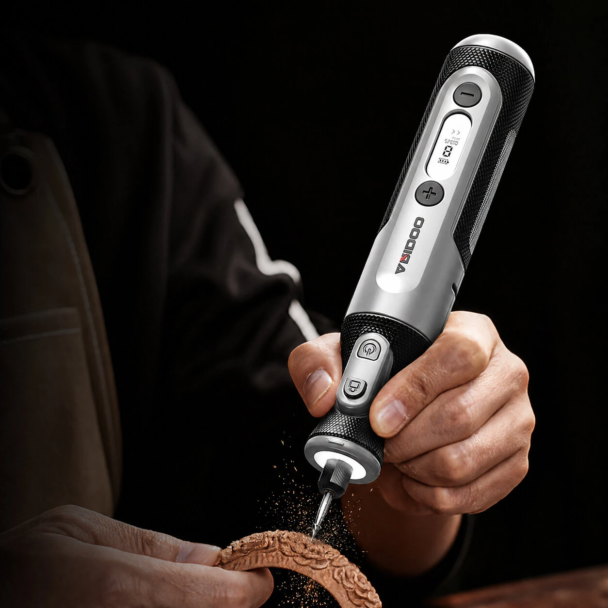 8-Speed Mini Electric Drill Grinder 380 Motor 3000-25000RPM 2000mAh Digital Display Rechargeable Cordless Engraving Rotary Tool — view 2