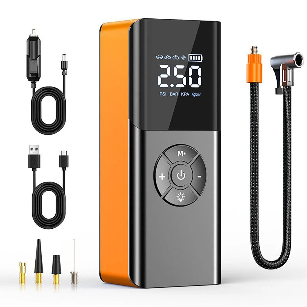 80W Car Tire Inflator Portable Air Compressor 150 PSI Electric Tire Inflator Cordless Tire Pump with Digital LED Display Emergency Light — view 9