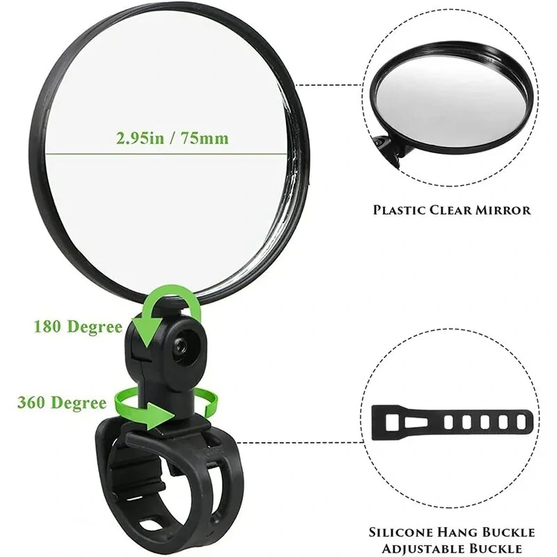 8cm Round Bicycle Rearview Mirror 360°Rotatable Convex Motorcycle Rearview Mirror — view 7