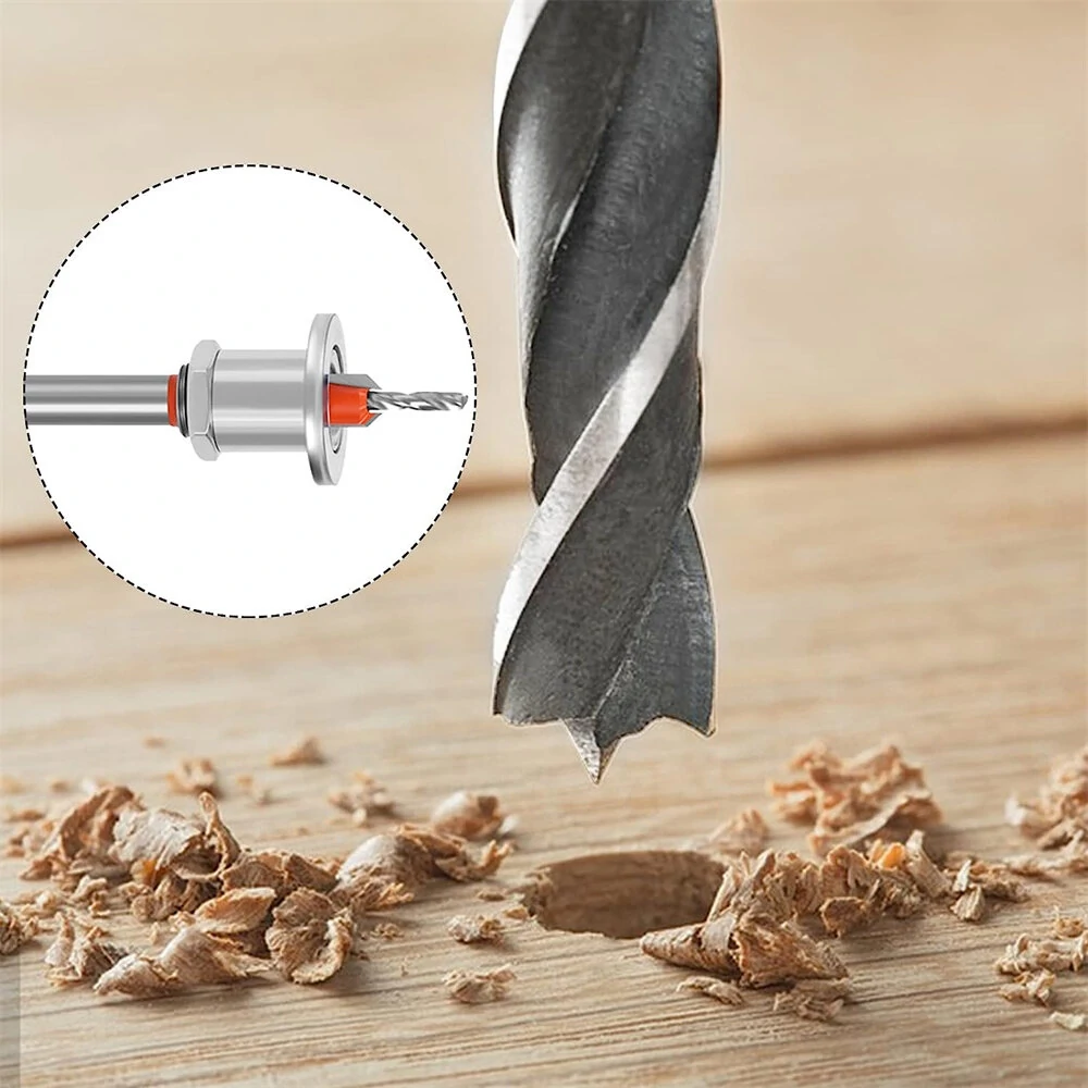 8mm Round Shank Drill Bit Set Adjustable Countersink 2.8-4mm Cone Drill Counterbore Router Drill Bit with Limit Stop Alloy Head Cone Hole Drill — view 4
