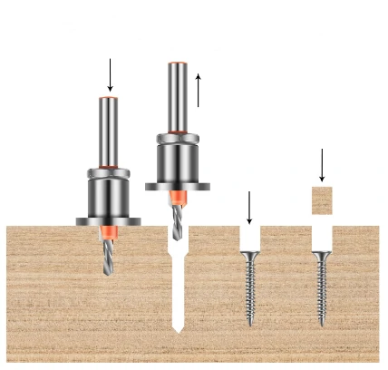 8mm Round Shank Drill Bit Set Adjustable Countersink 2.8-4mm Cone Drill Counterbore Router Drill Bit with Limit Stop Alloy Head Cone Hole Drill — view 6