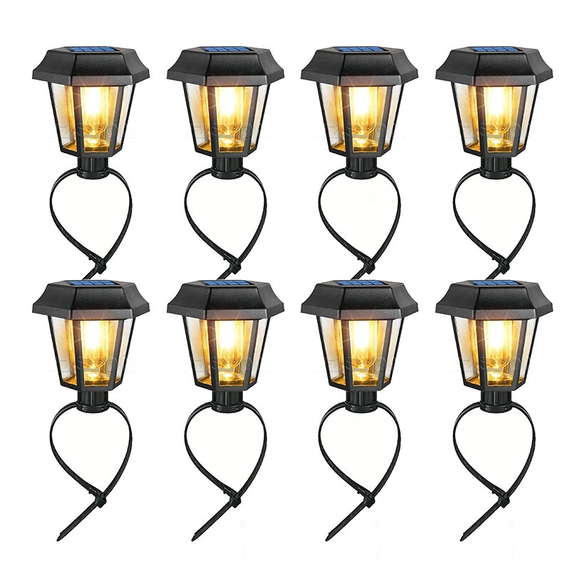 8pcs/pack JZSTOM Solar Tungsten Filament Lamp 3000K Outdoor Garden Lights Waterproof IP65 Fence Lighting Auto On/Off Warm White Decorative Lighting — view 7