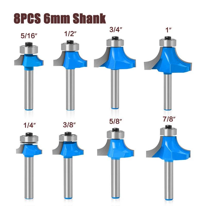 8PCS Tungsten Steel Router Bit Set 6mm 1/4 Inch Shank Straight Milling Cutter For Woodworking Trimming Grooving — view 6