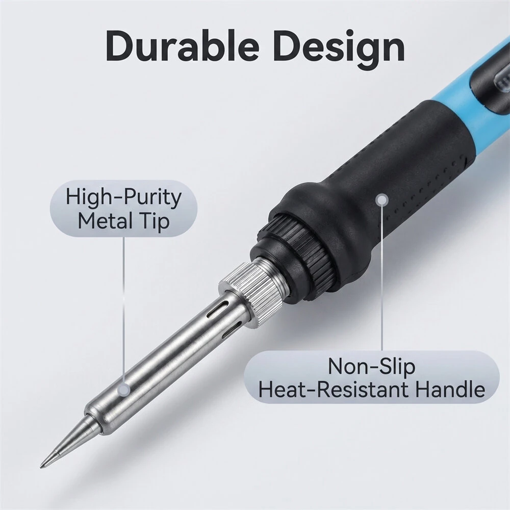 908N Internal Heating Soldering Iron Kit 15pcs 80W Adjustable Temperature 200-500°C With Stand Tips Desoldering Pump Tweezers Storage Bag — view 5