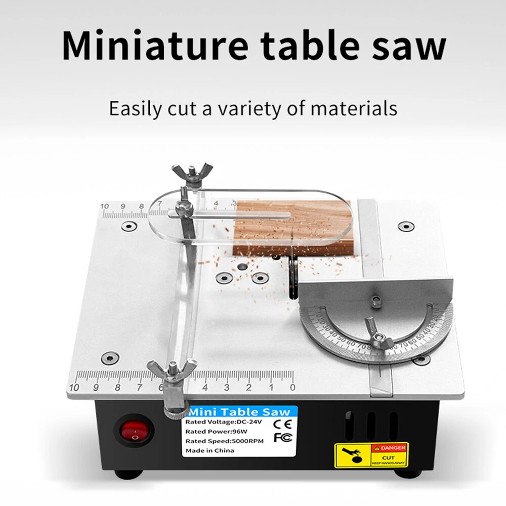 96W 24V Mini Multifunctional Table Saw Electric Desktop Saw with 7 Speed Adjustable 63mm Blade Woodworking Bench Lathe Cutter Machine DIY Cutting Tool — view 3