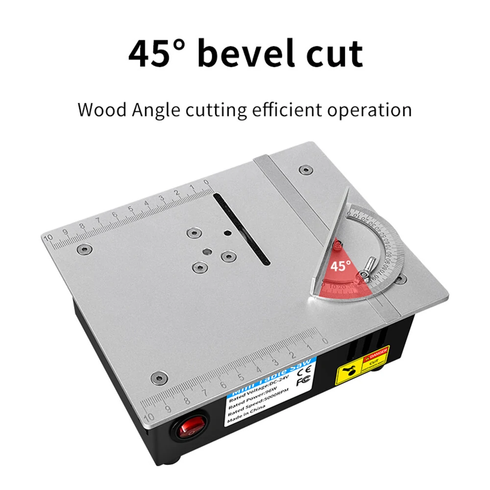 96W 24V Mini Multifunctional Table Saw Electric Desktop Saw with 7 Speed Adjustable 63mm Blade Woodworking Bench Lathe Cutter Machine DIY Cutting Tool — view 4