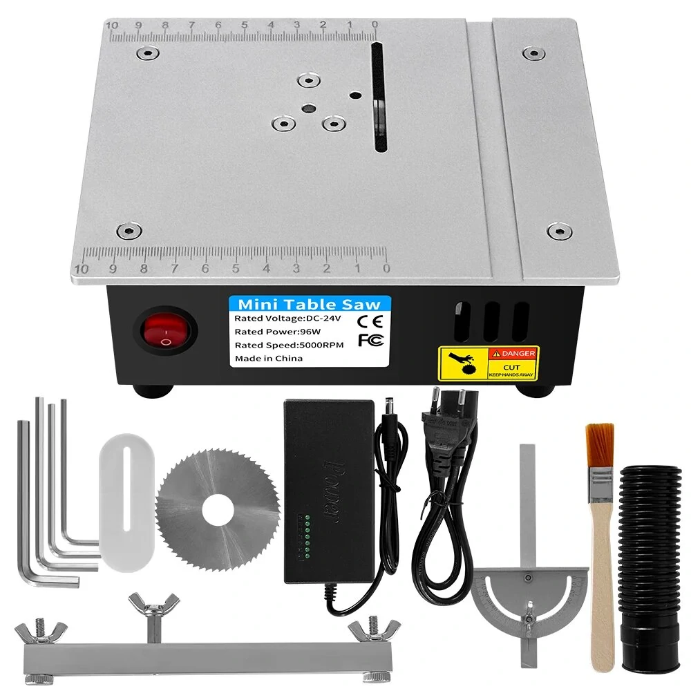96W 24V Mini Multifunctional Table Saw Electric Desktop Saw with 7 Speed Adjustable 63mm Blade Woodworking Bench Lathe Cutter Machine DIY Cutting Tool — view 7