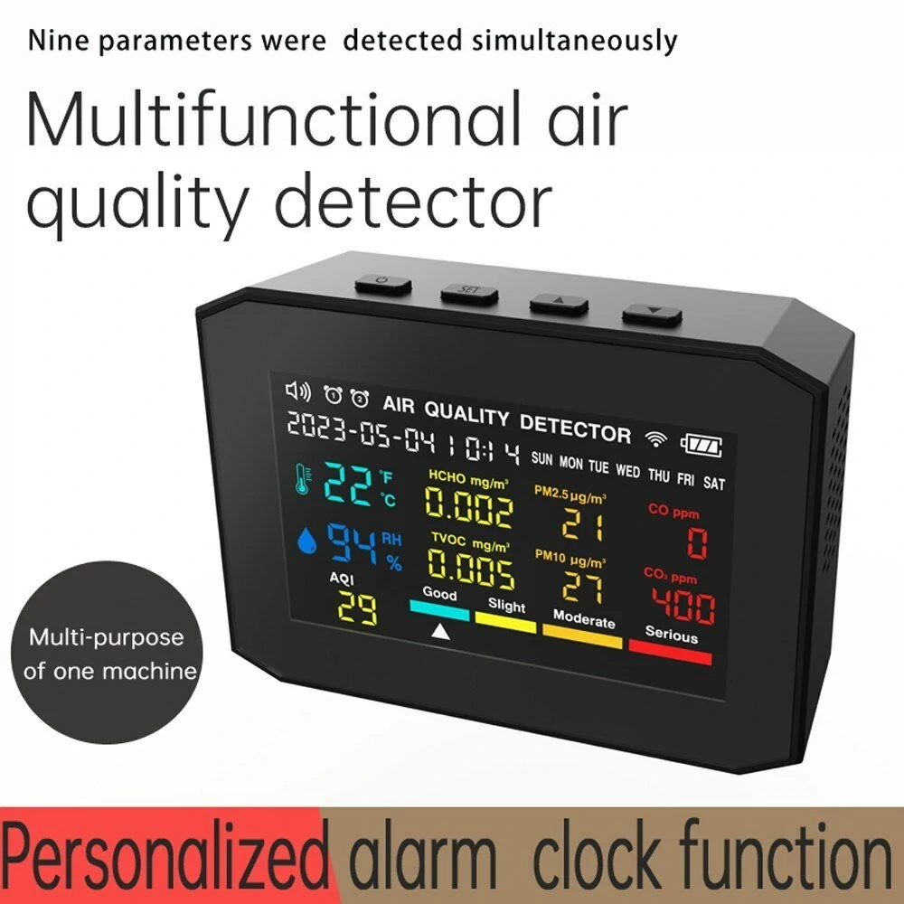 9in1 Portable Air Quality Meter PM2.5 PM10 CO CO2 TVOC HCHO AQI Temperature and Humidity Tester — view 2