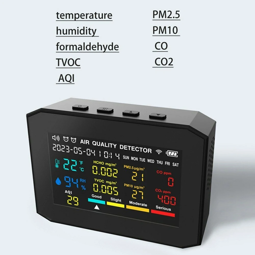9in1 Portable Air Quality Meter PM2.5 PM10 CO CO2 TVOC HCHO AQI Temperature and Humidity Tester — view 4