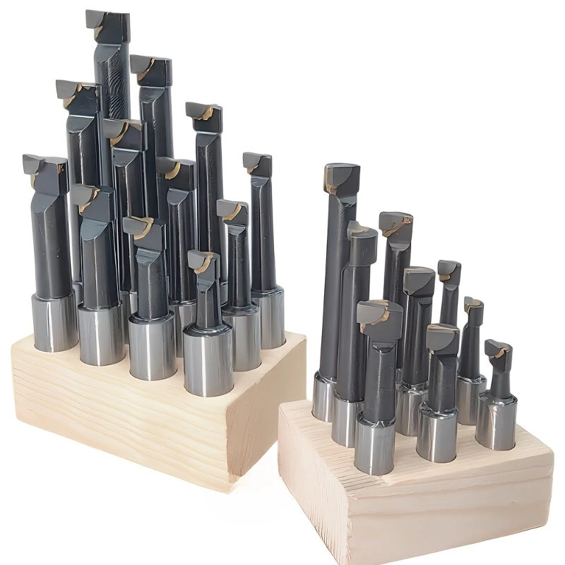 9pcs 12pcs F1 Boring Bar Set Carbide Tipped Welding Boring Tool Rod 12mm 18mm Shank 45 Steel Internal Hole Lathe Tools for F1 Boring Head CNC Milling Machining Metalworking Tooling Kit — image 1