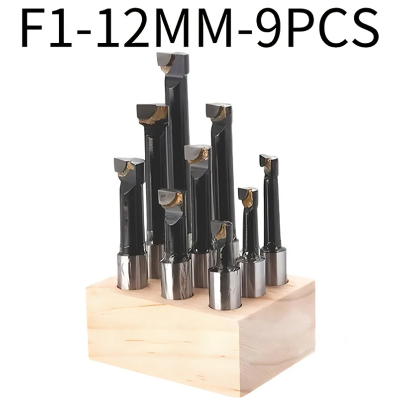 9pcs 12pcs F1 Boring Bar Set Carbide Tipped Welding Boring Tool Rod 12mm 18mm Shank 45 Steel Internal Hole Lathe Tools for F1 Boring Head CNC Milling Machining Metalworking Tooling Kit — view 5