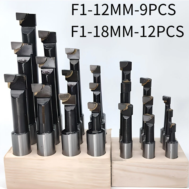 9pcs 12pcs F1 Boring Bar Set Carbide Tipped Welding Boring Tool Rod 12mm 18mm Shank 45 Steel Internal Hole Lathe Tools for F1 Boring Head CNC Milling Machining Metalworking Tooling Kit — view 6