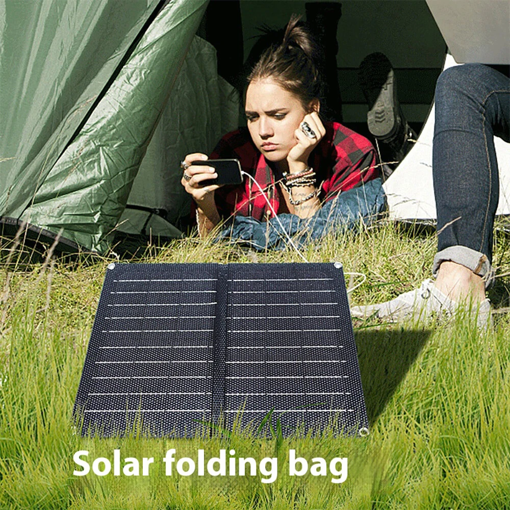 9W Portable Solar Panel Monocrystalline Silicon 6V Outdoor Charging Mobile Phone Tablet Power Bank USB-C USB-A Output — view 4