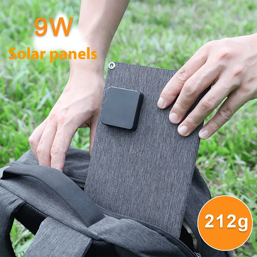 9W Portable Solar Panel Monocrystalline Silicon 6V Outdoor Charging Mobile Phone Tablet Power Bank USB-C USB-A Output — view 7