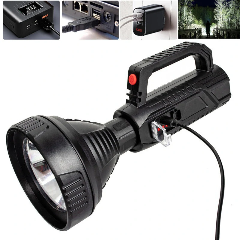A08 Long Shoot Strong OSL Spotlight with 18650 Li-ion Battery USB Rechargeable&Power Display LED Handheld Flashlight Home Tools — Pricio
