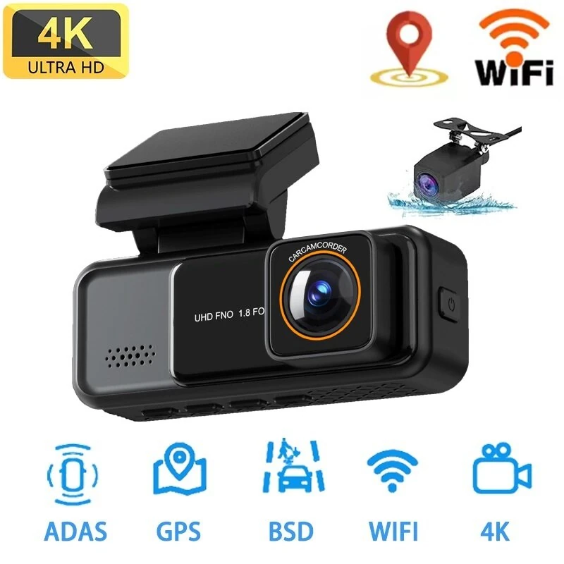 A8 4K Dual Lens Dash Cam Car Driving Recorder Built-in WiFi GPS Super Night Vision 24H Parking Monitor G-Sensor — view 3