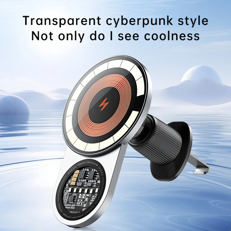 A8 Magnetic Car Mount Wireless Charger Holder 15W Fast Wireless Charging 1200g Strong Suction 360° Adjustable for iPhone Android — view 2