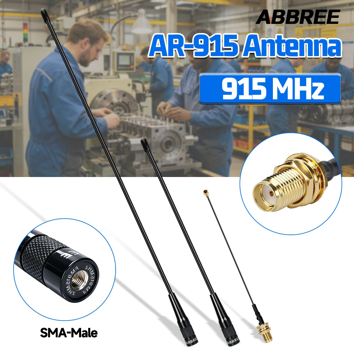 ABBREE 915MHz LoRa Antenna 3dBi High-Gain Omnidirectional Soft Whip Antenna With SMA Male Connector For Helium Hotspot Miner LoRaWAN Gateway IoT UAV — view 2
