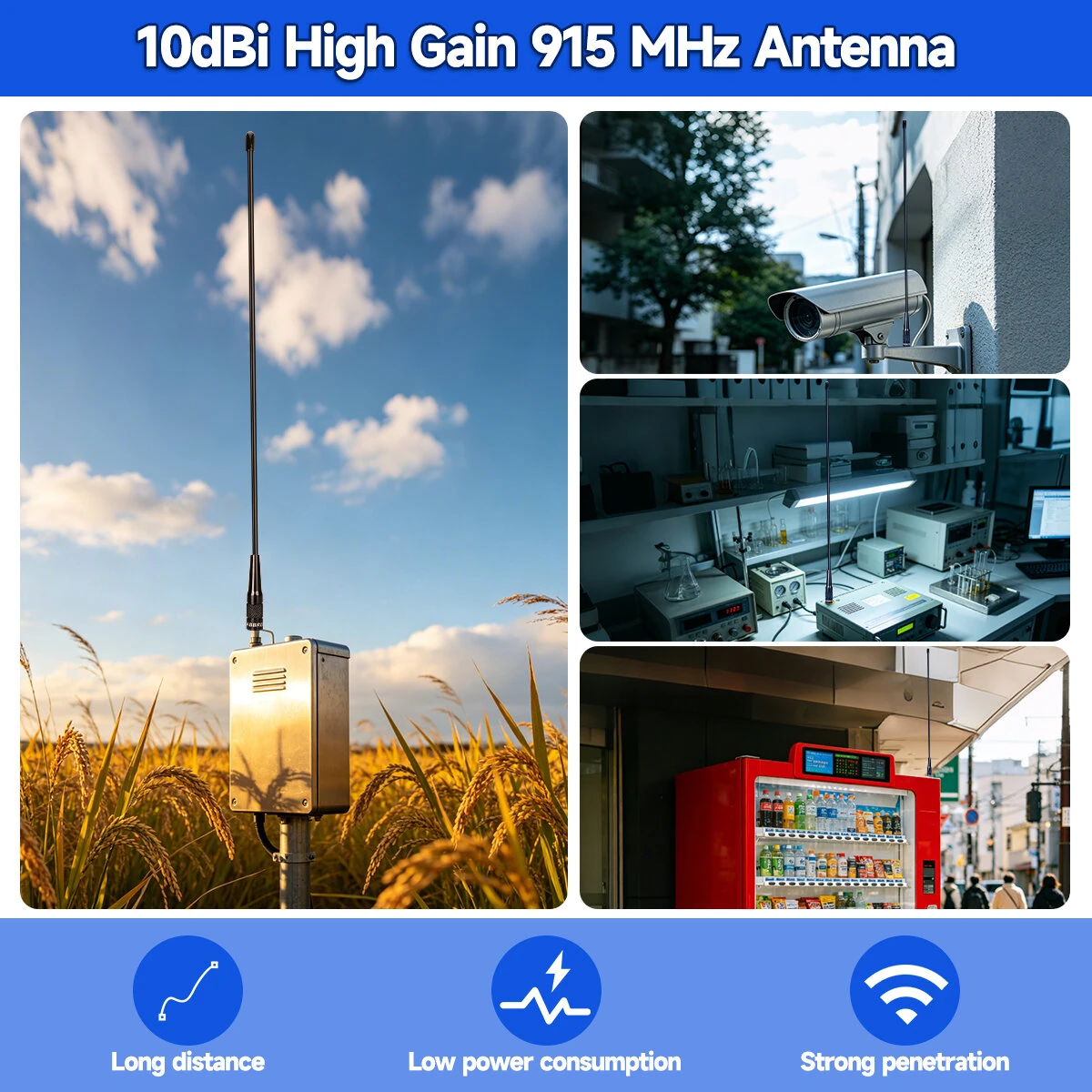 ABBREE 915MHz LoRa Antenna 3dBi High-Gain Omnidirectional Soft Whip Antenna With SMA Male Connector For Helium Hotspot Miner LoRaWAN Gateway IoT UAV — view 6