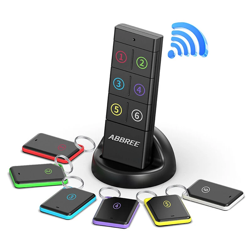ABBREE KF-106 Wireless Key Finder 50-100 Ft Range 80 dB Sound CR2032 Battery Key Finder Pet Tracker Item Locator Anti Lost Device