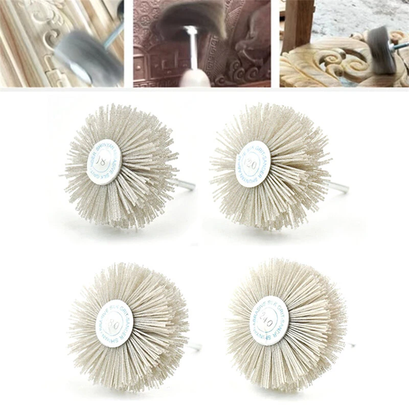Abrasive Nylon Wheel Brush 80mm Diameter 30mm Thickness 6mm Shank High Strength Polishing Brush Multi Grit Options for Woodworking Finishing — Abrasive