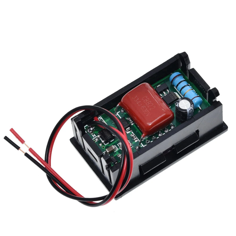 AC 70-500V 0.56inch Two-wire Digital Voltmeter LED Digital Display 2 Wires Red Green Blue Display AC Voltage Meter Head AC220V Mains Power 380V Industrial Power — view 3