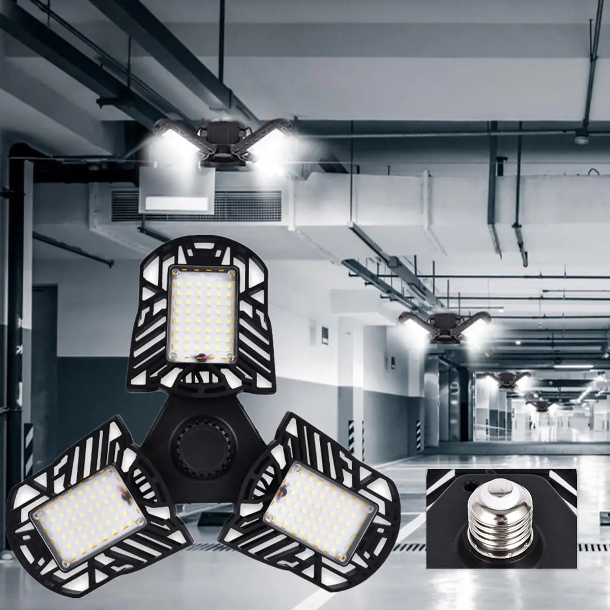 AC85-265V E26 E27 60W Pure White 144 LED Folding Garage Ceiling Light Bulb Works — Pricio