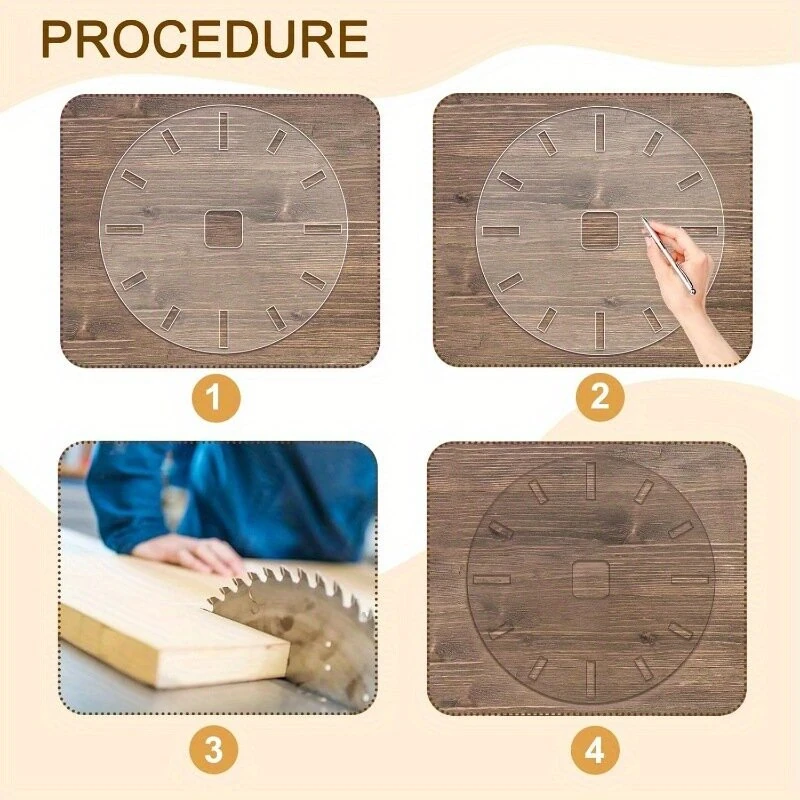 Acrylic 12 Inch Clock Face Template Transparent Router Guide DIY Woodworking Craft Tool Protective Film Clear Finish — view 3