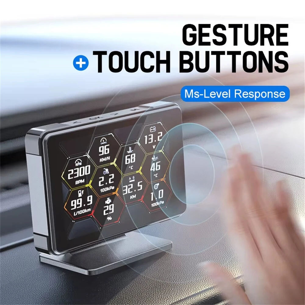 ActiSafety A91 Car Meter HUD Voltage Speed RPM Turbo Oil Temp Gauge Headup Display for Car Electronicos Hud Display — view 4