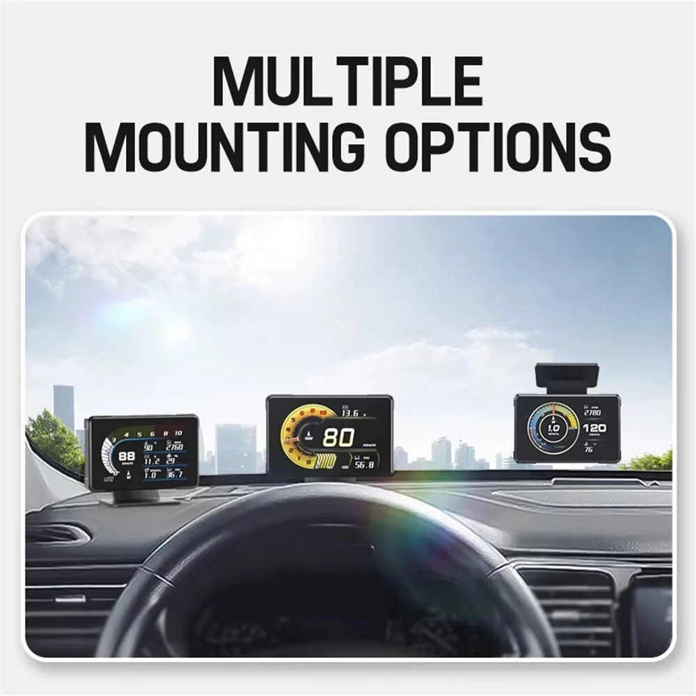 ActiSafety A91 Car Meter HUD Voltage Speed RPM Turbo Oil Temp Gauge Headup Display for Car Electronicos Hud Display — view 5