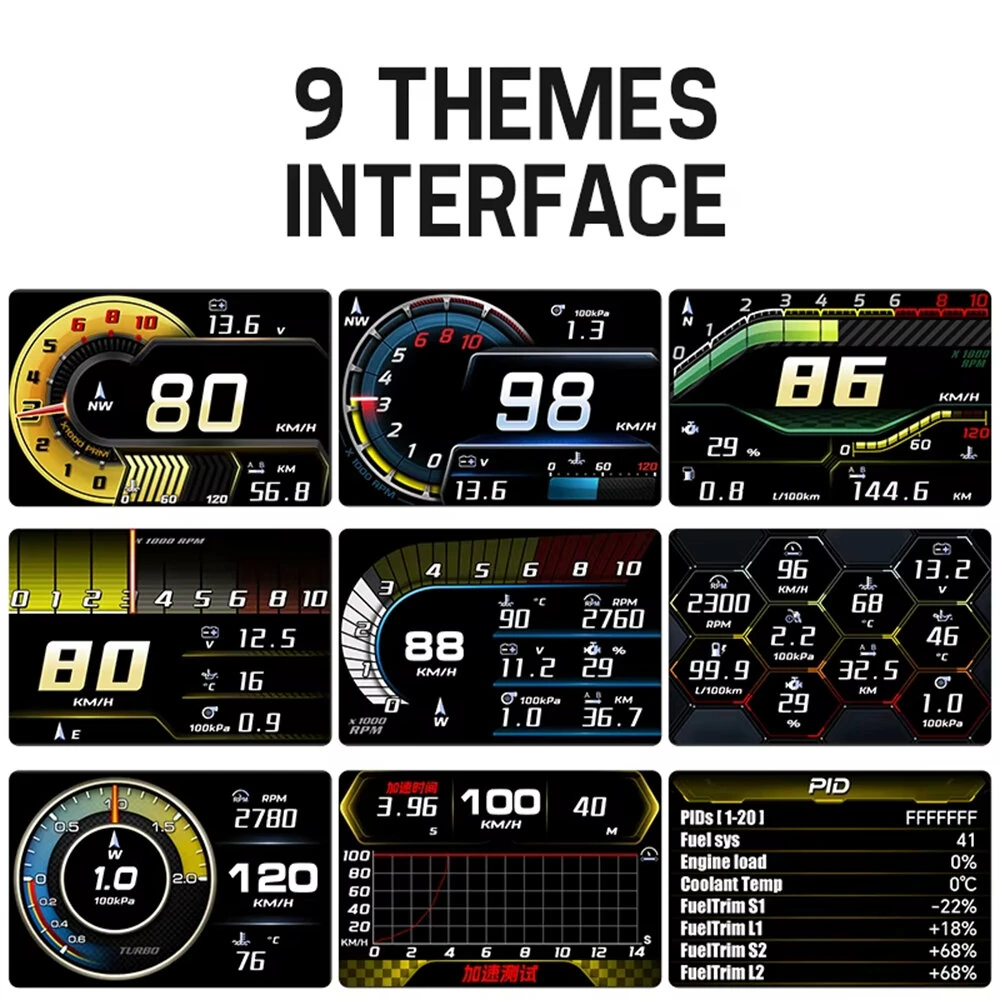 ActiSafety A91 Car Meter HUD Voltage Speed RPM Turbo Oil Temp Gauge Headup Display for Car Electronicos Hud Display — view 6