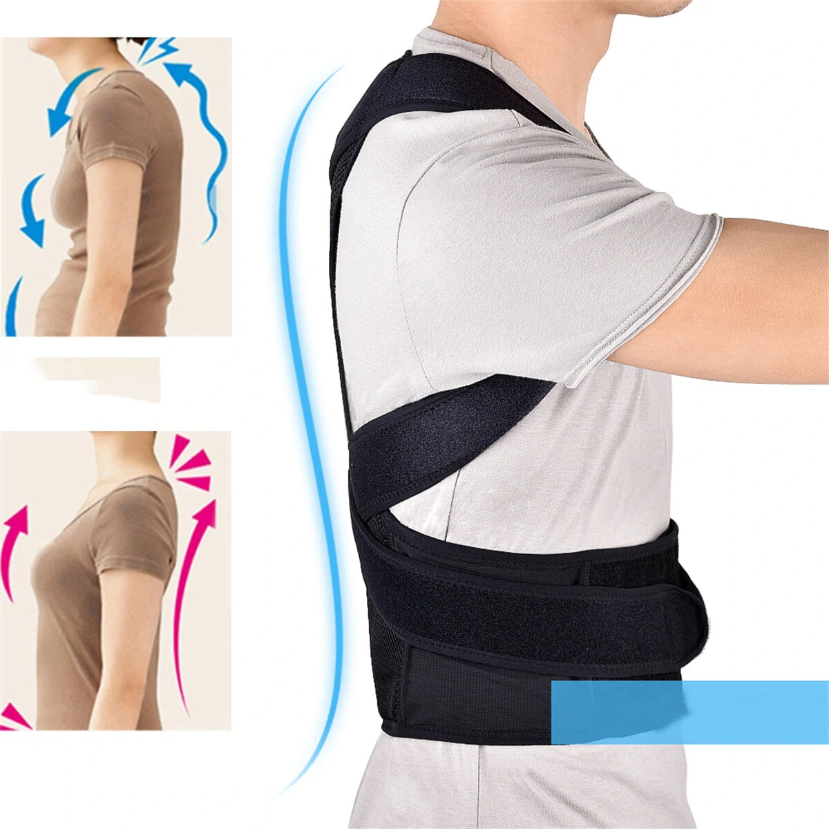 Adjustable Back Support Belt Back Posture Corrector Shoulder Lumbar Spine Support Back Protector — view 3