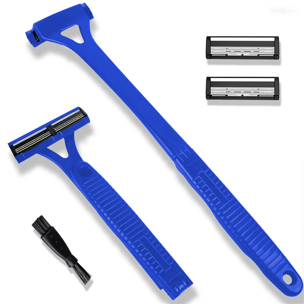 Adjustable Foldable Long Handle Triple-blade Back Hair Shaver Ergonomic Design Waterproof Easy to Use Razor Whole Body Hair Removal for Men and Women — view 3