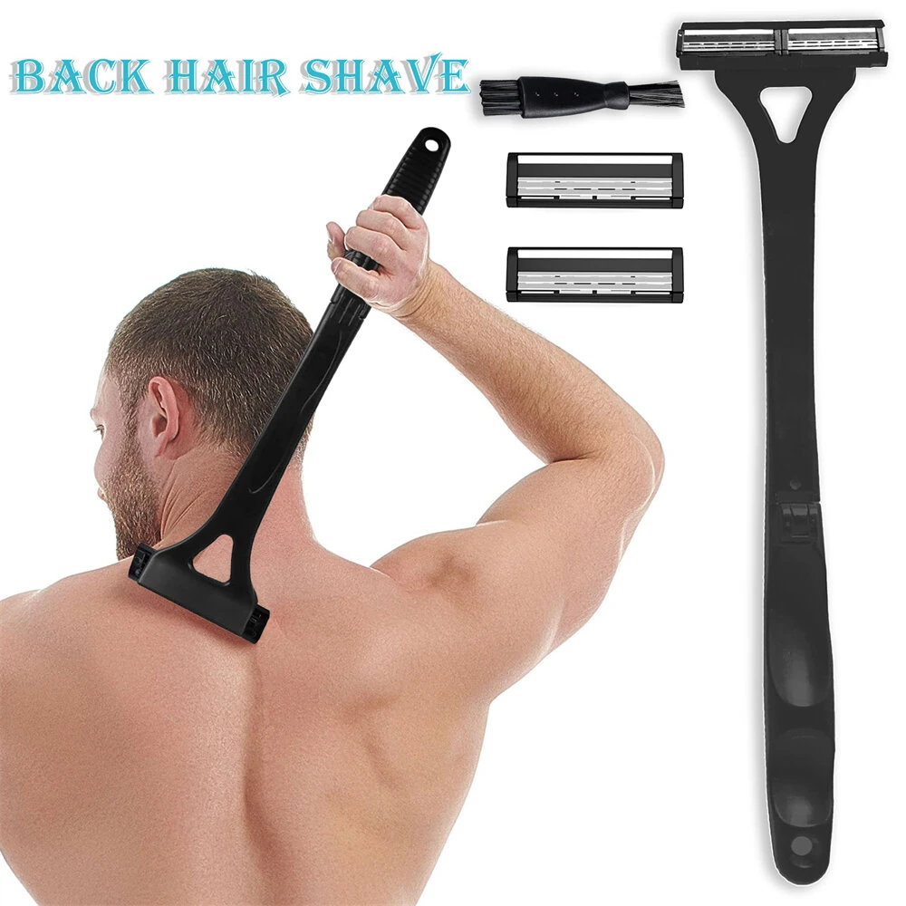 Adjustable Foldable Long Handle Triple-blade Back Hair Shaver Ergonomic Design Waterproof Easy to Use Razor Whole Body Hair Removal for Men and Women — view 6