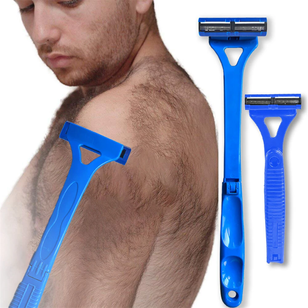 Adjustable Foldable Long Handle Triple-blade Back Hair Shaver Ergonomic Design Waterproof Easy to Use Razor Whole Body Hair Removal for Men and Women — view 7