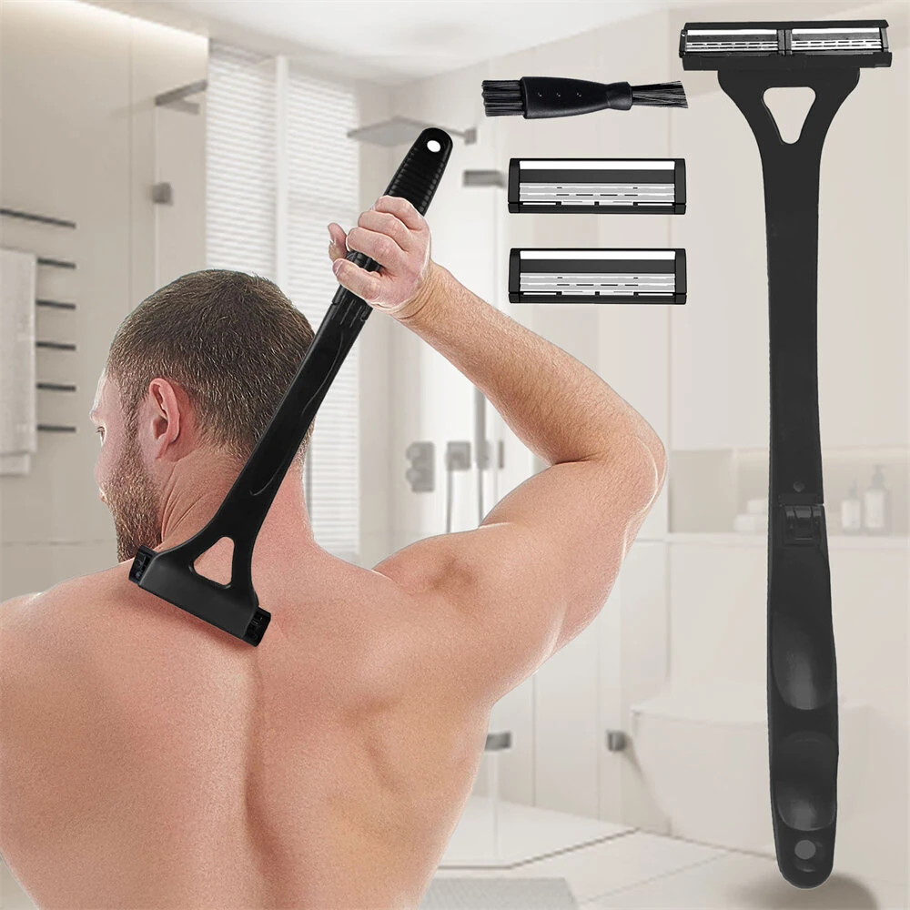 Adjustable Foldable Long Handle Triple-blade Back Hair Shaver Ergonomic Design Waterproof Easy to Use Razor Whole Body Hair Removal for Men and Women — view 8
