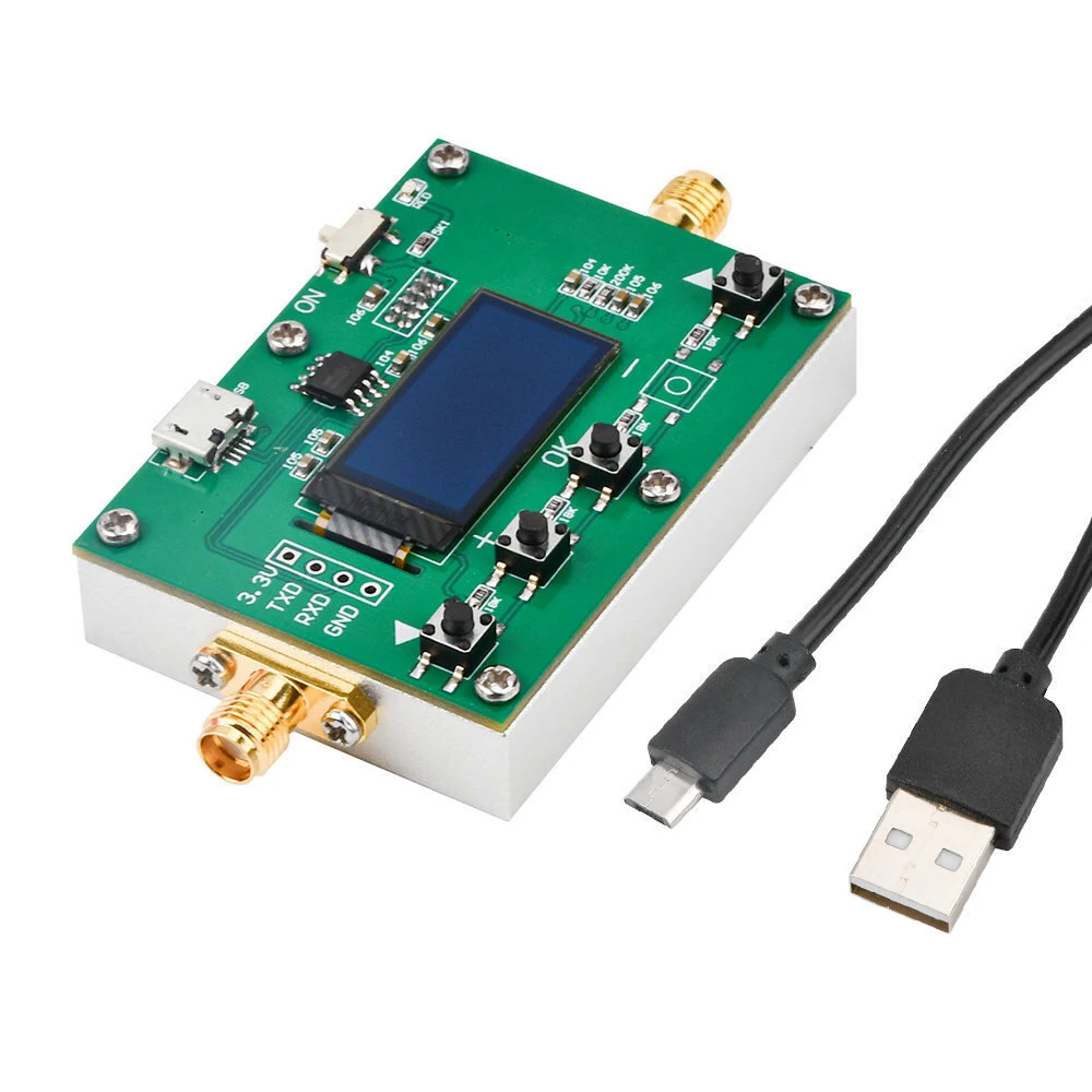 Adjustable RF Attenuator Module LF to 6GHz, 0 to 31.75dB OLED Display SMA Connector CNC Aluminum Alloy Housing