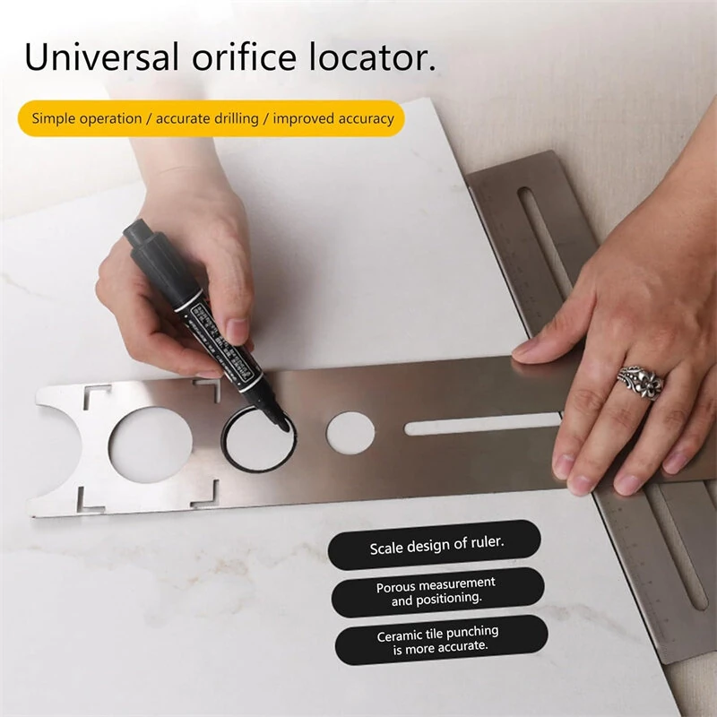 Adjustable Tile Hole Locator Stainless Steel Multi Hole Drill Guide Tool 360 Degree Positioning for Ceramic Marble Glass Floor Installation — view 3