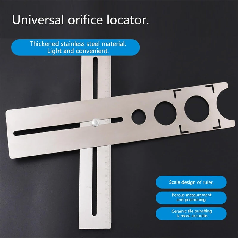 Adjustable Tile Hole Locator Stainless Steel Multi Hole Drill Guide Tool 360 Degree Positioning for Ceramic Marble Glass Floor Installation — view 4
