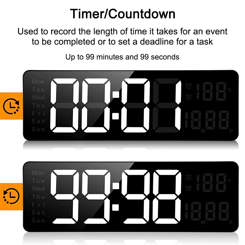 AGSIVO 16 Inch Digital Wall Clock Large LED Display with Remote Control / Automatic Brightness / Indoor Temperature / Date / Week / 12/24H For Home Office Classroom — view 7