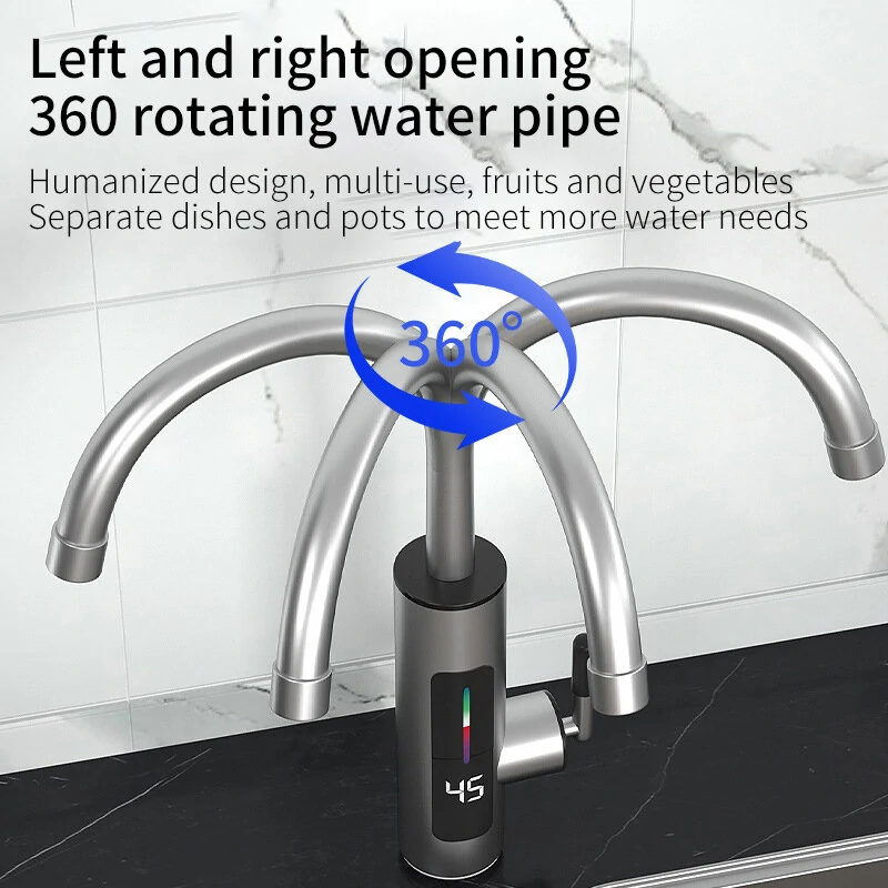 AGSIVO 3000W 220V Instant Electric Water Heater Faucet Tap Tankless LED Digital Display EU Plug for Kitchen Bathroom — view 4