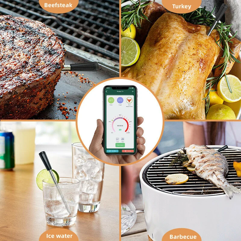 AGSIVO bluetooth Wireless Food Meat Thermometer 165ft Long Range Digital Thermometer Alarm for Grilling For BBQ Kitchen Cooking — view 3