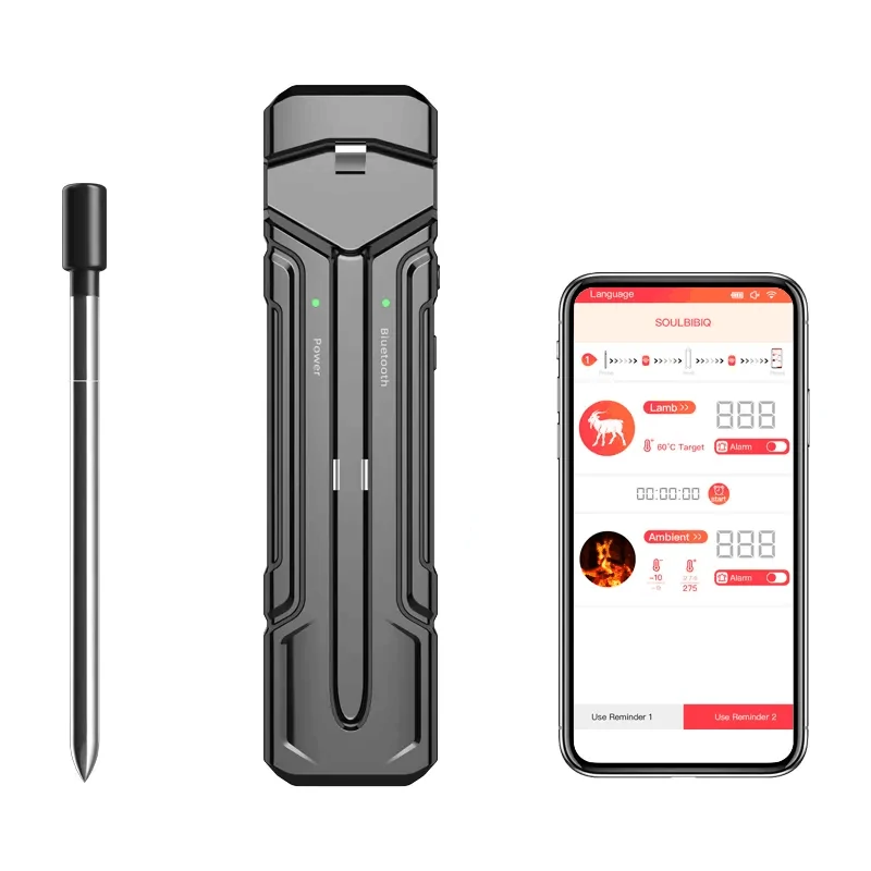 AGSIVO bluetooth Wireless Food Meat Thermometer 300ft Long Range Digital Thermometer Smart Alert for Grilling For BBQ Oven Kitchen Cooking — view 2