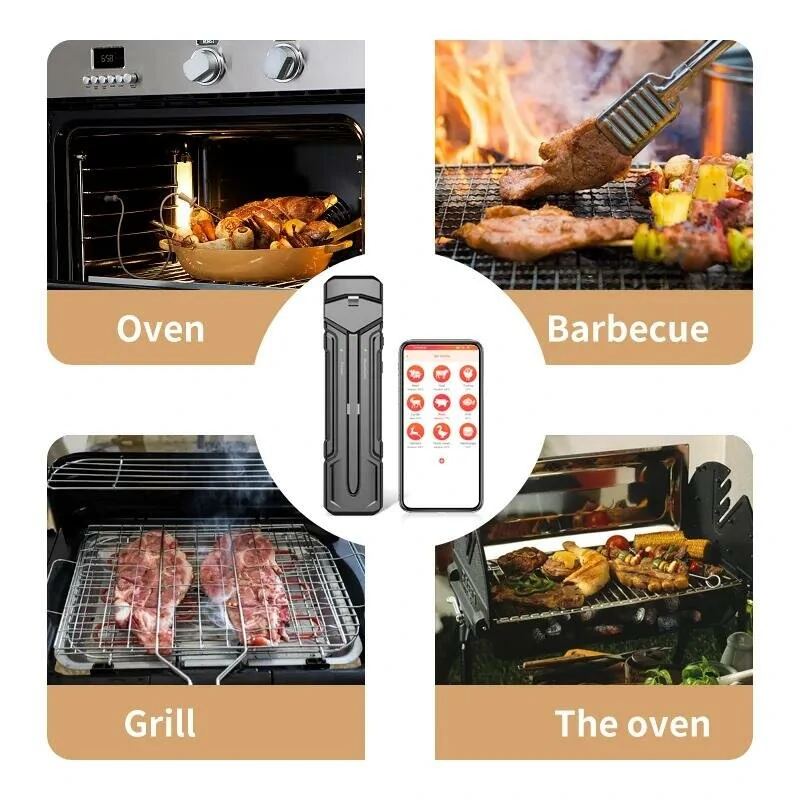 AGSIVO bluetooth Wireless Food Meat Thermometer 300ft Long Range Digital Thermometer Smart Alert for Grilling For BBQ Oven Kitchen Cooking — view 4