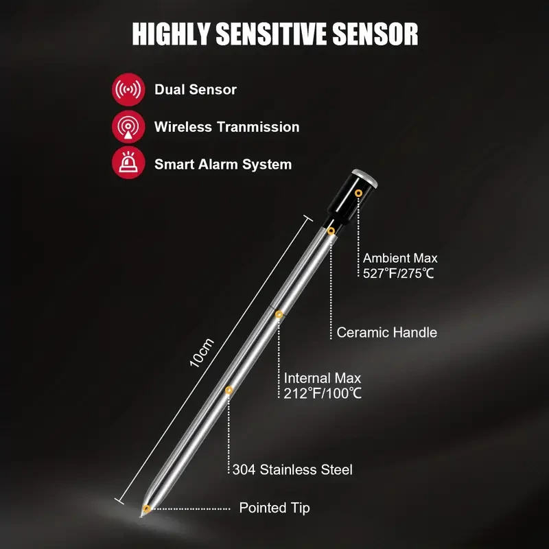 AGSIVO bluetooth Wireless Food Meat Thermometer 300ft Long Range Digital Thermometer Smart Alert for Grilling For BBQ Oven Kitchen Cooking — view 6