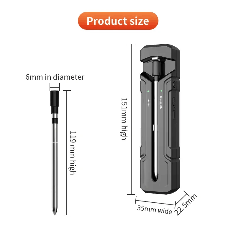 AGSIVO bluetooth Wireless Food Meat Thermometer 300ft Long Range Digital Thermometer Smart Alert for Grilling For BBQ Oven Kitchen Cooking — view 8