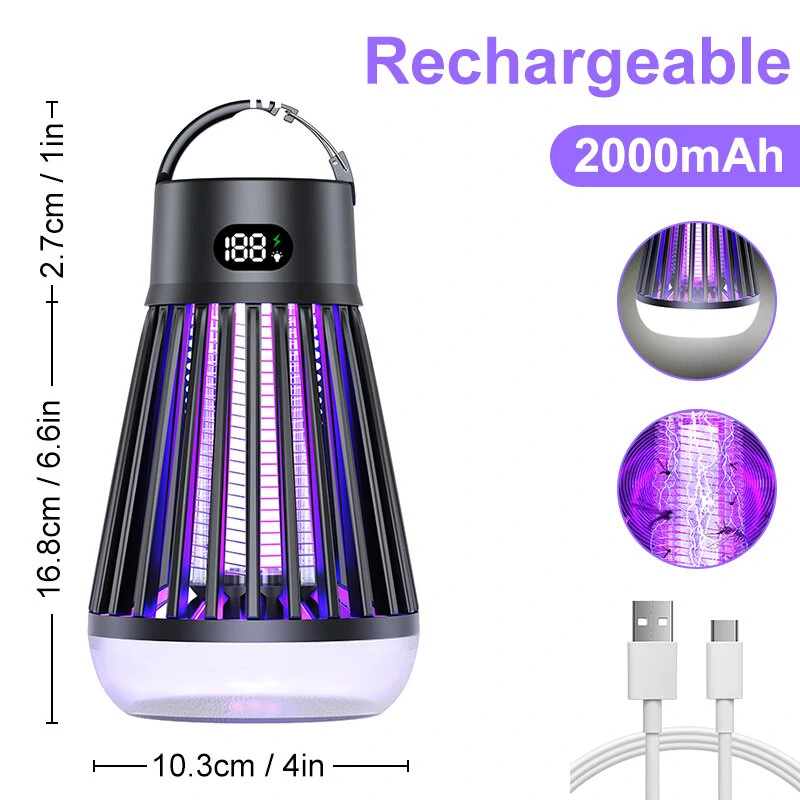 AGSIVO Cordless LED Digital Display Electric Mosquito Bug Zapper Mosquito Killing Lamp Fly Trap Camp Lamp with Rechargeable Battery for Indoor and Outdoor — view 11